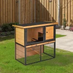 Wood Rabbit Hutch Elevated Bunny Cage Small Animal House 2 | PricZone