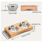 Ceramic Cat Bowl Set with Bamboo Tray Leakproof Design 2 | PricZone