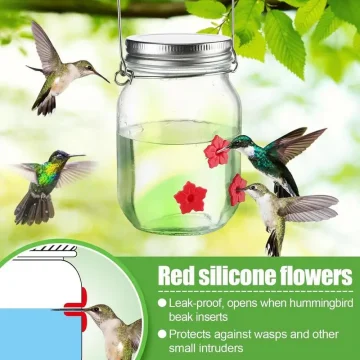 Hanging Mason Jar Bird Feeder for Outdoor Gardens 2