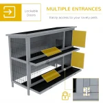 54 Inch 2 Story Wooden Rabbit Hutch Bunny Cage with Tray 4 | PricZone