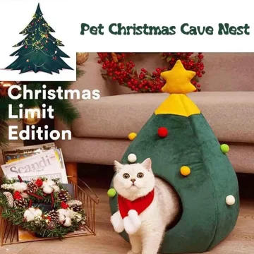 Exquisite Cat Bed Christmas Tree Shaped Pet Nest 2