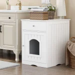 Wooden Cat Litter Box Enclosure with Drawer and Side Table 4 | PricZone