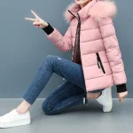 Pink Fluffy Hooded Puffer Coat for Women 1 | PricZone