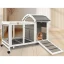 US Large Wooden Guinea Pig & Rabbit Hutch with Wheels