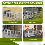 Large Wooden Chicken Coop Hen House Rabbit Habitat Outdoor Cage 4 | PricZone