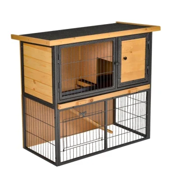 Wood Rabbit Hutch Elevated Bunny Cage Small Animal House 1 | PricZone