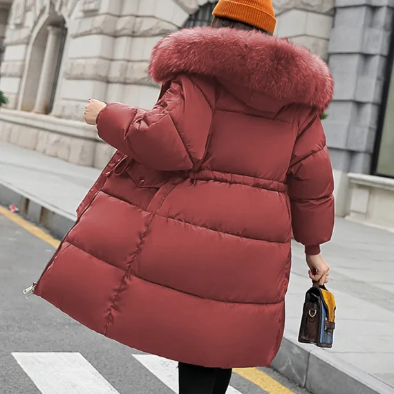 Womens Fluffy Hooded Down Jacket Warm Stylish 4 | PricZone