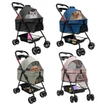 Foldable Pet Stroller with Detachable Basket and Shock Absorption 1 | PricZone