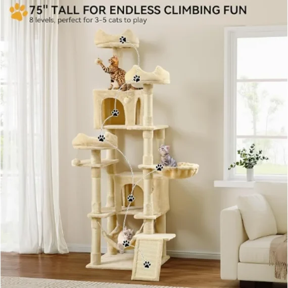 75 Inch Tall Multi Level Cat Tree Tower for Indoor Cats 2 | PricZone