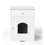 Wooden Cat Litter Box Enclosure with Drawer and Side Table 6 | PricZone