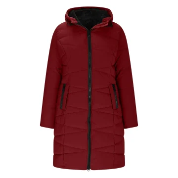 Womens Mid Length Hooded Down Coat - Fleece Lined 2