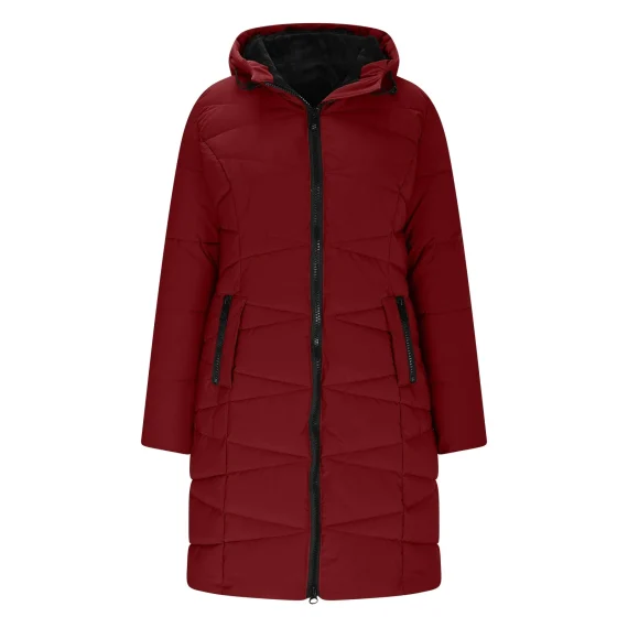 Womens Mid Length Hooded Down Coat Fleece Lined 2 | PricZone