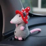 Handmade Knitted Opossum Rearview Mirror Charm 3 | PricZone