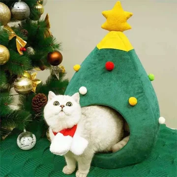 Exquisite Cat Bed Christmas Tree Shaped Pet Nest 1