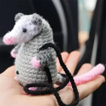 Handmade Knitted Opossum Rearview Mirror Charm 1 | PricZone