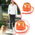 3 Dog Leash Set with Orange Mesh Harness and Chest Strap 1 | PricZone