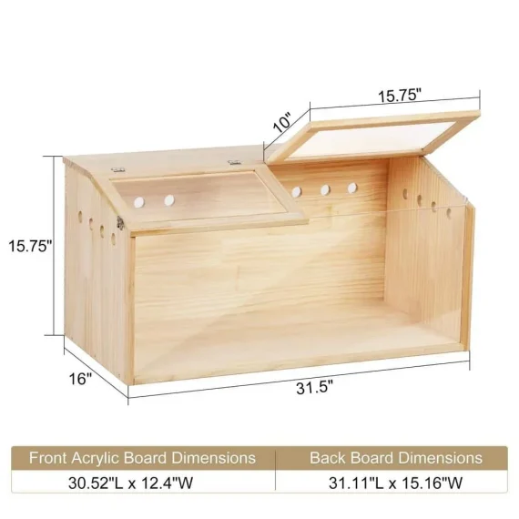 US Wooden Hamster Cage and HabitatsAcrylic Large Guinea Pig Cage with Openable Topt with Visible Acrylic BoardsNatural Wooden 3 | PricZone