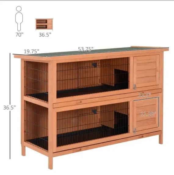 54 inch 2 Story Large Rabbit Hutch Wooden Pet House 3 | PricZone