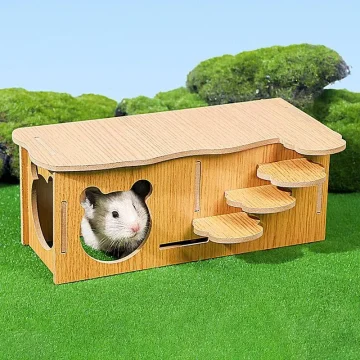 Wooden Hamster House Multi-Chamber Habitat Hut 2