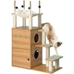 Modern Cat Tree With Litter Box Enclosure and Hammock 3 | PricZone