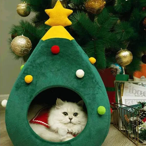 Exquisite Cat Bed Christmas Tree Shaped Pet Nest 3 | PricZone