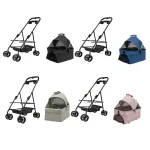 Foldable Pet Stroller with Detachable Basket and Shock Absorption 4 | PricZone