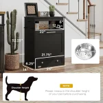 Black Pet Feeder Cabinet with Raised Dog Bowls 5 | PricZone