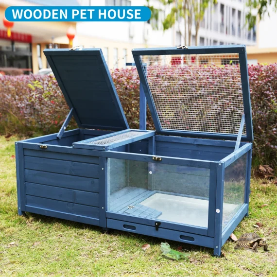 Wooden Tortoise Habitat with Removable Tray 2 | PricZone