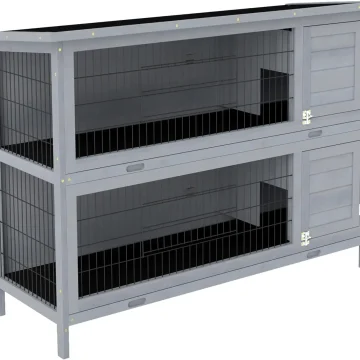 54-Inch 2-Story Wooden Rabbit Hutch Bunny Cage with Tray 1