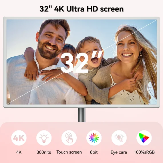 32 inch 4K Smart Portable TV on Wheels with Touch 2 | PricZone