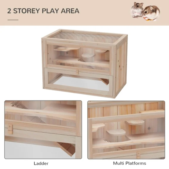 Wooden Hamster Cage 2 Level Small Animal Habitat 4 | PricZone