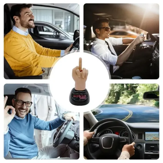 Solar Powered Funny Middle Finger Car Ornament 5 | PricZone