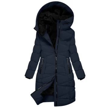 Womens Mid Length Hooded Down Coat Fleece Lined 1 | PricZone