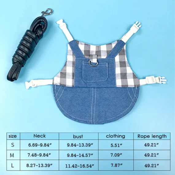 Rabbit Clothes Denim Jacket Harness and Leash Set 6 | PricZone