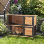 Large Rabbit Hutch 2 Floor Wooden Pet House with Ramp 3 | PricZone