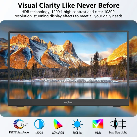 InnoView 156 inch Portable Monitor 1080P USB C HDMI 2 | PricZone