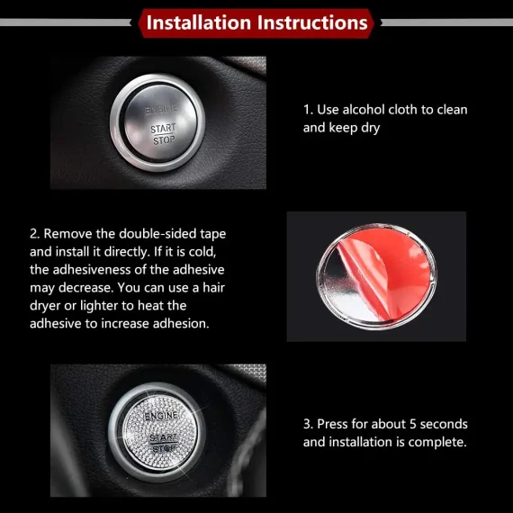 Bling Engine Start Stop Button Cover for Mercedes Benz 4 | PricZone