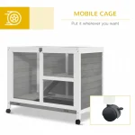 Solid Wood Rabbit Cage with Ramp and Wheels 6 | PricZone