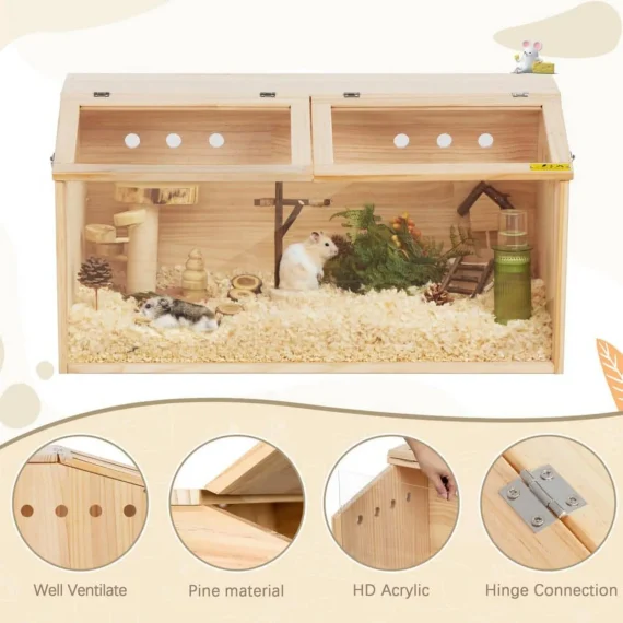 US Wooden Hamster Cage with Acrylic Boards 1 | PricZone