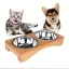 Ceramic Cat Bowl Set with Bamboo Tray Leakproof Design