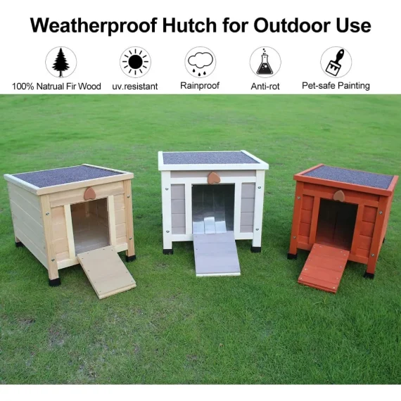 Weatherproof Wooden Cat House Outdoor Bunny Habitat 5 | PricZone