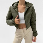 Womens Cropped Puffer Jacket Winter Warm Hooded 3 | PricZone