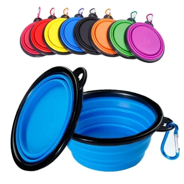 Portable Collapsible Silicone Pet Bowl with Carabiner 2