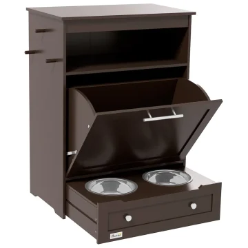 Pet Feeding Station with Storage Cabinet and Raised Bowls 1 | PricZone