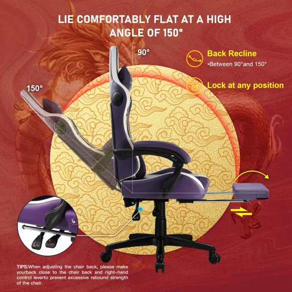 Ergonomic Gaming Chair with Bluetooth Footrest 5 | PricZone