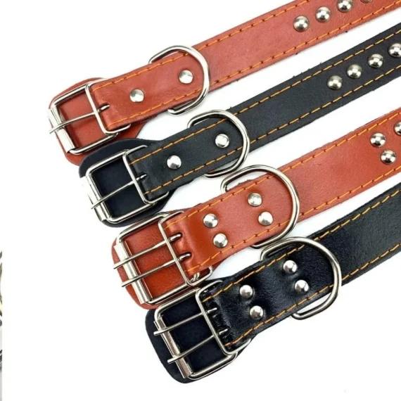 Rivets Cowhide Dog Collar and Leash for Large Dogs 5 | PricZone