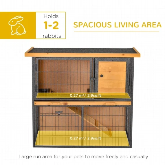 Wood Rabbit Hutch Elevated Bunny Cage Small Animal House 4 | PricZone