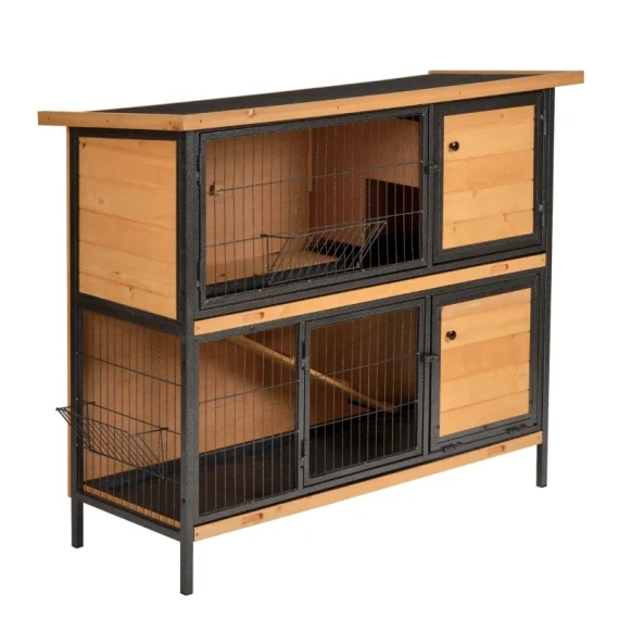 Large Rabbit Hutch 2 Floor Wooden Pet House with Ramp 2 | PricZone