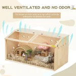 US Wooden Hamster Cage and HabitatsAcrylic Large Guinea Pig Cage with Openable Topt with Visible Acrylic BoardsNatural Wooden 6 | PricZone