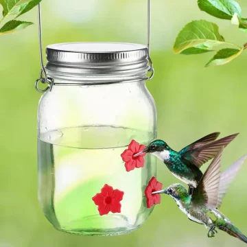 Hanging Mason Jar Bird Feeder for Outdoor Gardens 1